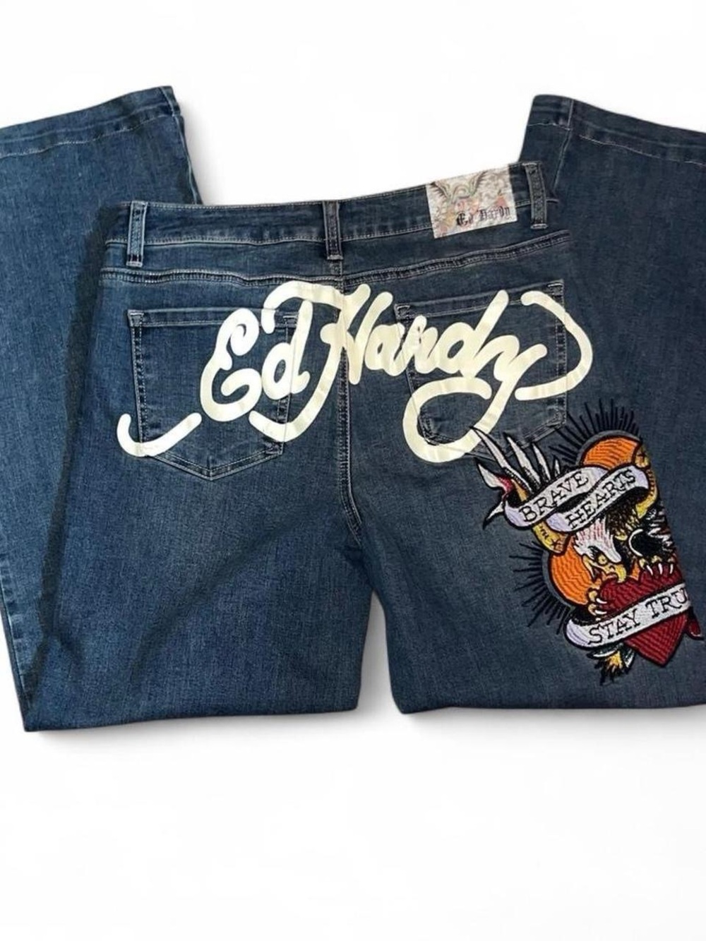 Ed Hardy Y2K Embroidered Tattoo Graphic Jeans Women’s Size 30